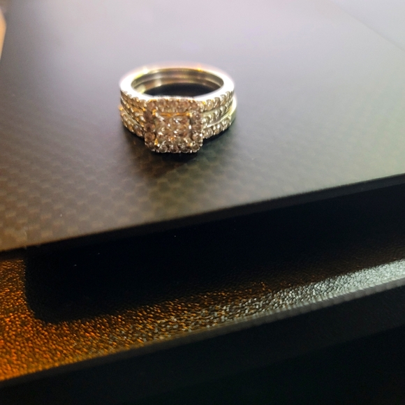 1.5 carat diamond princess cut wedding ring and band